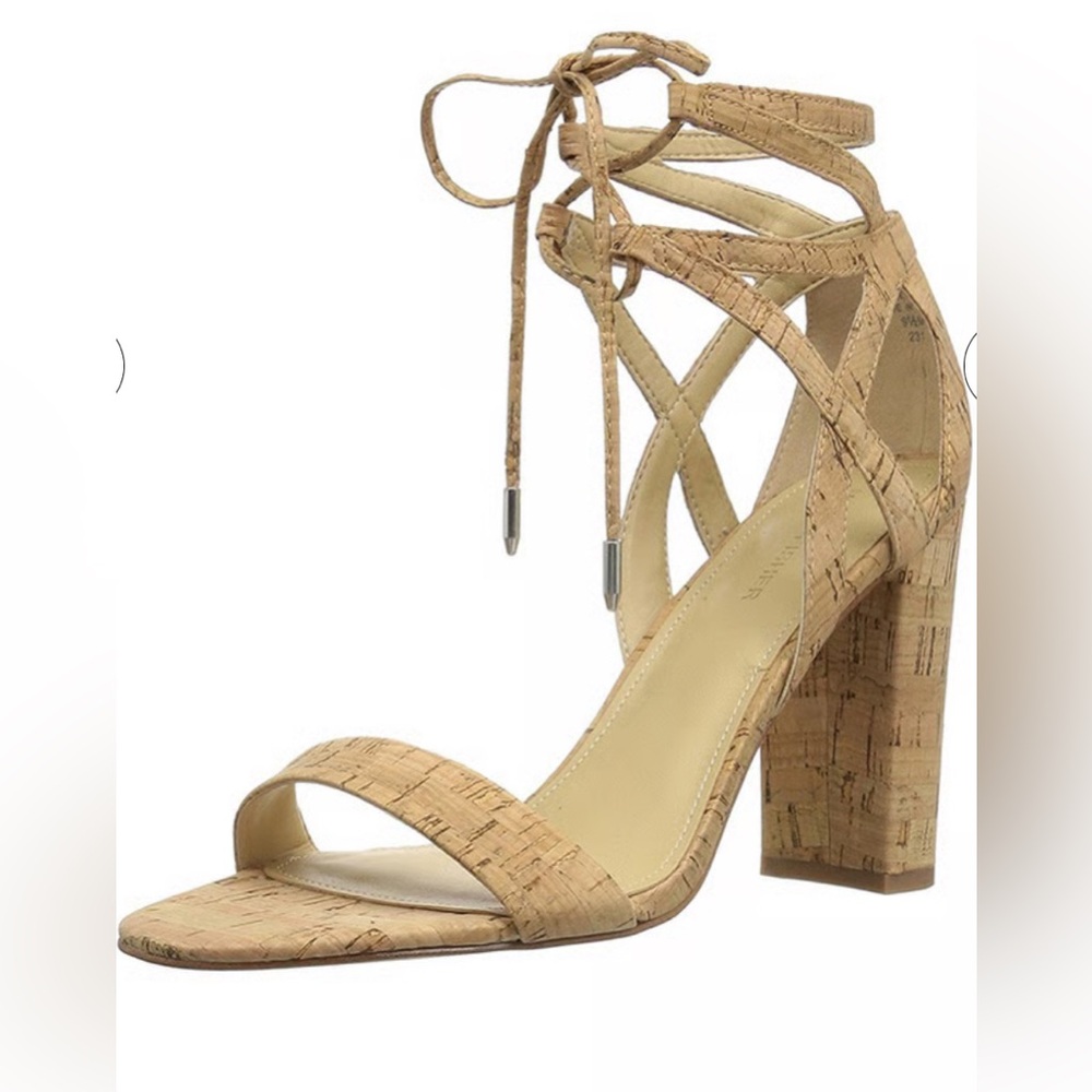 Marc Fisher Fatima Cork Lace Up Block Heel Sandal.  Size 10M.